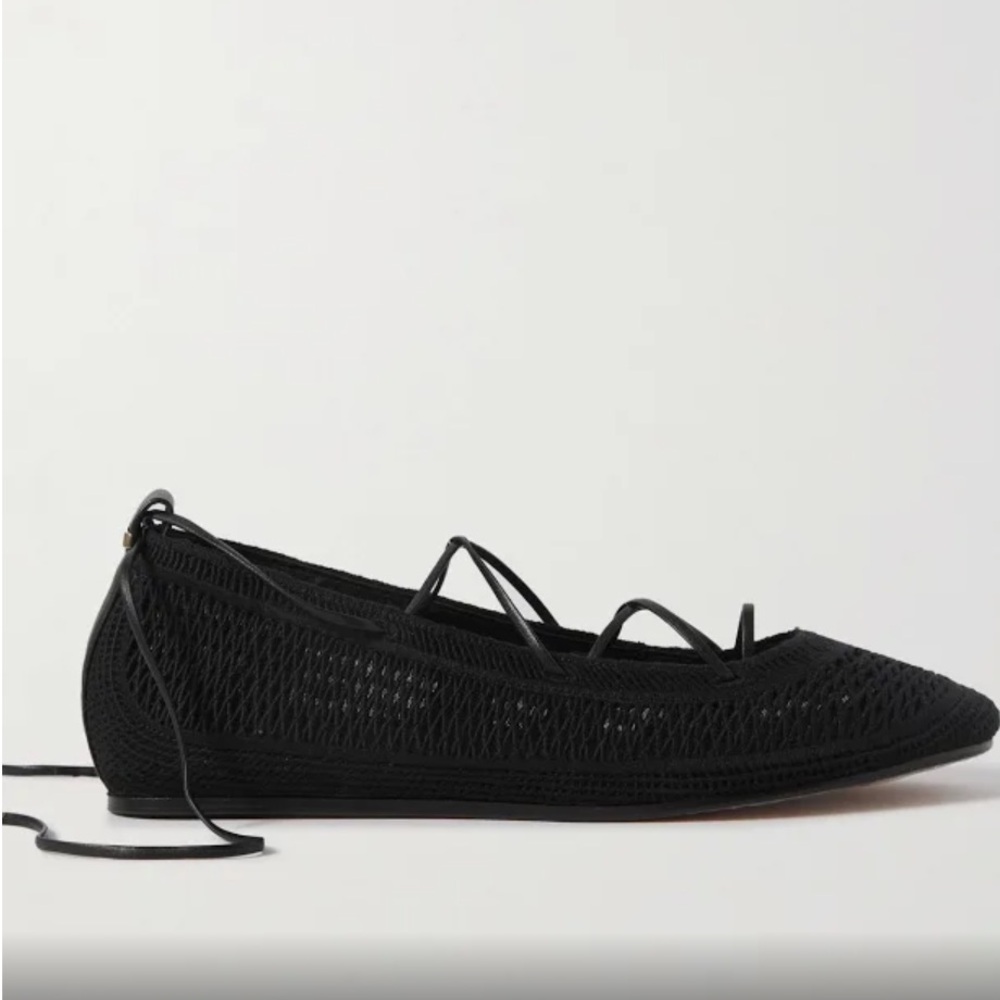 Isabel Marant Black Crochet Lace-Up Ballet Flats - Picture 6 of 6